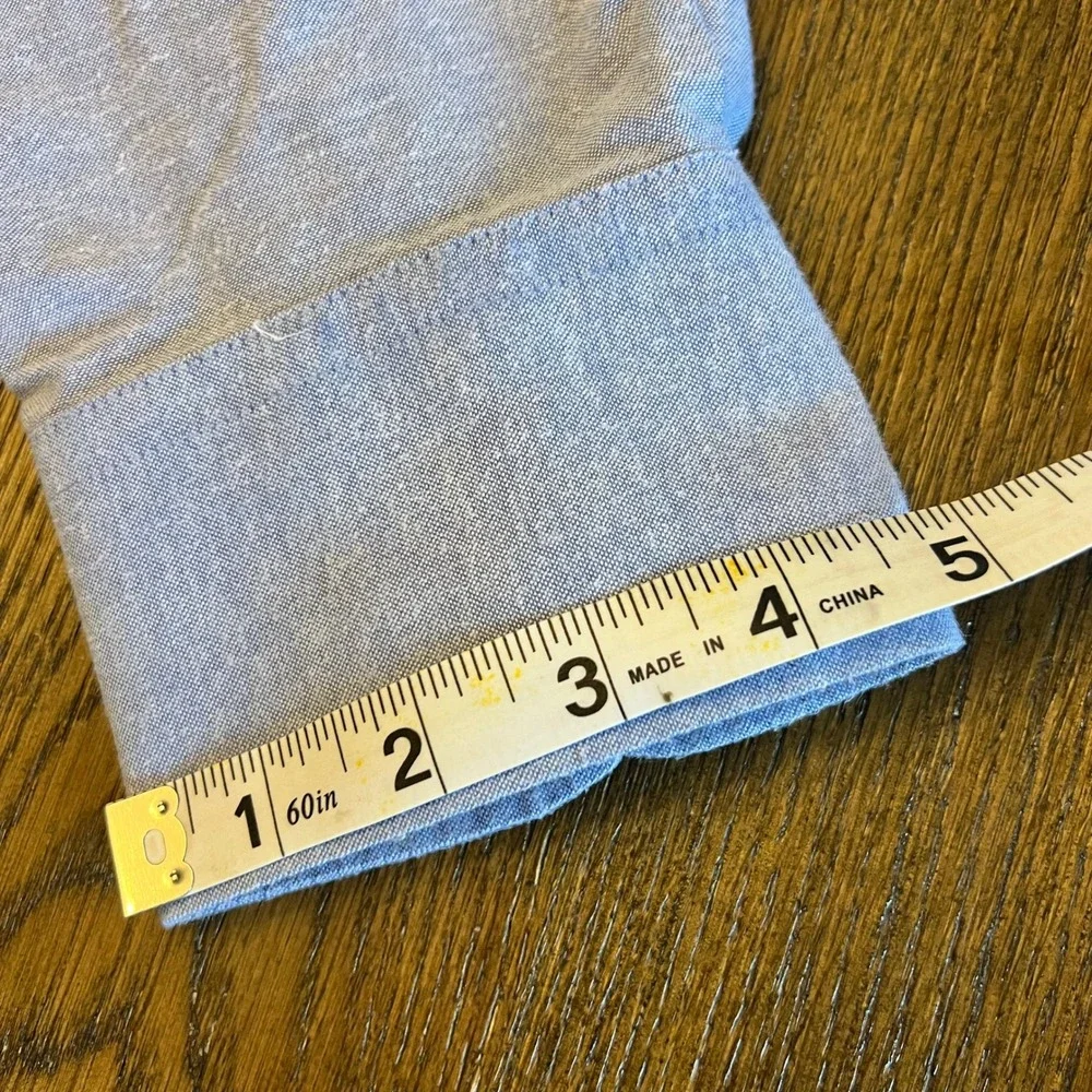 American Tall Button Down Shirt Cotton Chambray Blue Long Sleeve Classic Tall